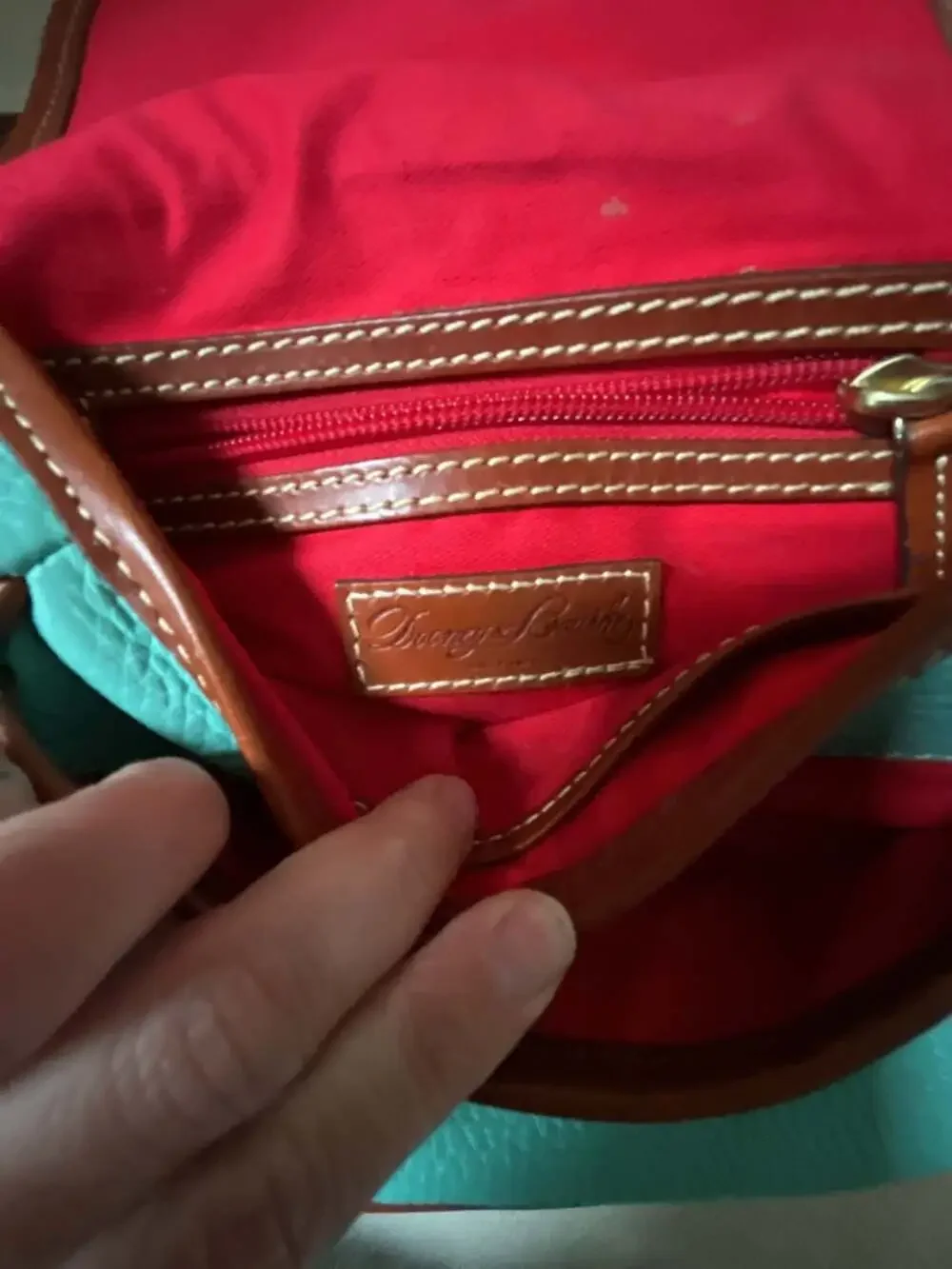 Dooney & Bourke Pebble Grain Leather Saddle Crossbody Bag in Mint Green